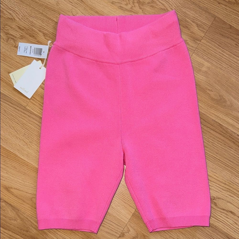 NWT Wilfred Aritzia Mackenzie Spring Pink Rose Shorts XS Knit High Rise